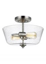 Generation Lighting Seagull 7714502-962 - Belton transitional 2-light indoor dimmable ceiling semi-flush mount in brushed nickel silver finish