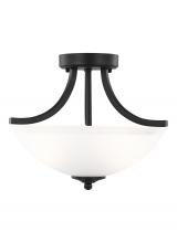 Generation Lighting Seagull 7716502-112 - Geary transitional 2-light indoor dimmable ceiling flush mount fixture in midnight black finish with