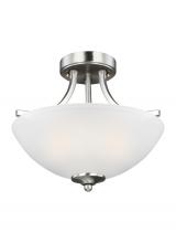 Generation Lighting Seagull 7716502-962 - Geary transitional 2-light indoor dimmable ceiling flush mount fixture in brushed nickel silver fini
