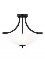 Generation Lighting Seagull 7716503-112 - Geary transitional 3-light indoor dimmable ceiling flush mount fixture in midnight black finish with