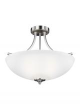 Generation Lighting Seagull 7716503-962 - Geary transitional 3-light indoor dimmable ceiling flush mount fixture in brushed nickel silver fini