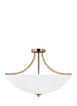 Generation Lighting Seagull 7716504EN3-848 - Geary traditional indoor dimmable LED large 4-light semi-flush convertible pendant in satin brass fi