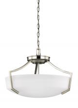 Generation Lighting Seagull 7724503-962 - Hanford traditional 3-light indoor dimmable ceiling flush mount in brushed nickel silver finish with