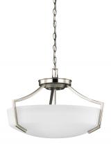 Generation Lighting Seagull 7724503EN3-962 - Hanford traditional 3-light LED indoor dimmable ceiling flush mount in brushed nickel silver finish