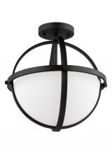 Generation Lighting Seagull 7724602-112 - Alturas indoor dimmable 2-light semi-flush convertible pendant in a midnight black finish and etched