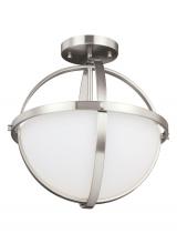Generation Lighting Seagull 7724602-962 - Alturas contemporary 2-light indoor dimmable ceiling semi-flush mount in brushed nickel silver finis
