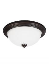 Generation Lighting Seagull 77263-710 - Geary transitional 1-light indoor dimmable ceiling flush mount fixture in bronze finish with satin e