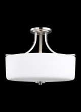 Generation Lighting Seagull 7728803-962 - Canfield modern 3-light indoor dimmable ceiling semi-flush mount in brushed nickel silver finish wit