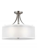 Generation Lighting Seagull 7737303-962 - Elmwood Park traditional 3-light indoor dimmable ceiling semi-flush mount in brushed nickel silver f