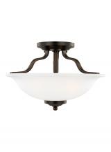 Generation Lighting Seagull 7739002-710 - Emmons traditional 2-light indoor dimmable ceiling semi-flush mount in bronze finish with satin etch