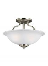 Generation Lighting Seagull 7739002EN3-962 - Emmons traditional 2-light LED indoor dimmable ceiling semi-flush mount in brushed nickel silver fin