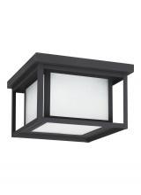 Generation Lighting Seagull 7903997S-12 - Hunnington contemporary 1-light outdoor exterior led outdoor ceiling flush mount in black finish wit