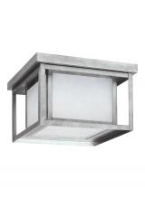 Generation Lighting Seagull 7903997S-57 - Hunnington contemporary 1-light outdoor exterior led outdoor ceiling flush mount in weathered pewter