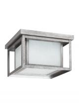 Generation Lighting Seagull 79039-57 - Hunnington contemporary 2-light outdoor exterior ceiling flush mount in weathered pewter grey finish
