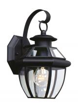 Generation Lighting Seagull 8037-12 - Lancaster traditional 1-light outdoor exterior small wall lantern sconce in black finish with clear