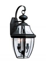 Generation Lighting Seagull 8039-12 - Lancaster traditional 2-light outdoor exterior wall lantern sconce in black finish with clear curved