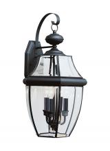 Generation Lighting Seagull 8040-12 - Lancaster traditional 3-light outdoor exterior wall lantern sconce in black finish with clear curved