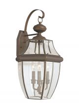Generation Lighting Seagull 8040-71 - Lancaster traditional 3-light outdoor exterior wall lantern sconce in antique bronze finish with cle