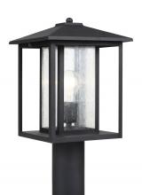 Generation Lighting Seagull 82027-12 - Hunnington contemporary 1-light outdoor exterior post lantern in black finish with clear seeded glas