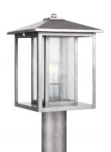 Generation Lighting Seagull 82027-57 - Hunnington contemporary 1-light outdoor exterior post lantern in weathered pewter grey finish with c