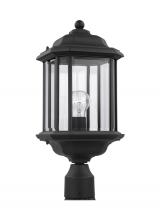 Generation Lighting Seagull 82029-12 - Kent traditional 1-light outdoor exterior post lantern in black finish with clear beveled glass pane