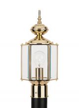 Generation Lighting Seagull 8209-02 - Classico traditional 1-light outdoor exterior post lantern in polished brass gold finish with clear