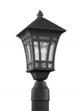 Generation Lighting Seagull 82131-12 - Herrington transitional 1-light outdoor exterior post lantern in black finish with clear seeded glas