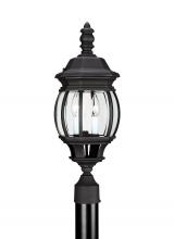 Generation Lighting Seagull 82200-12 - Wynfield traditional 2-light outdoor exterior post lantern in black finish with clear beveled glass