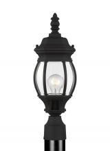 Generation Lighting Seagull 82202-12 - Wynfield traditional 1-light outdoor exterior small post lantern in black finish with clear beveled