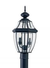 Generation Lighting Seagull 8229-12 - Lancaster traditional 2-light outdoor exterior post lantern in black finish with clear curved bevele