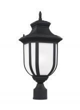 Generation Lighting Seagull 8236301-12 - Childress traditional 1-light outdoor exterior post lantern in black finish with satin etched glass