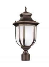 Generation Lighting Seagull 8236301-71 - Childress traditional 1-light outdoor exterior post lantern in antique bronze finish with satin etch