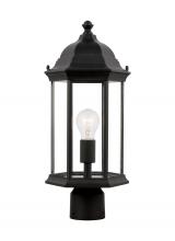 Generation Lighting Seagull 8238601-12 - Sevier traditional 1-light outdoor exterior medium post lantern in black finish with clear glass pan