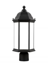 Generation Lighting Seagull 8238651-12 - Sevier traditional 1-light outdoor exterior medium post lantern in black finish with satin etched gl