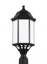 Generation Lighting Seagull 8238751-12 - Sevier traditional 1-light outdoor exterior large post lantern in black finish with satin etched gla
