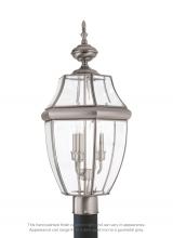 Generation Lighting Seagull 8239-965 - Lancaster traditional 3-light outdoor exterior post lantern in antique brushed nickel silver finish