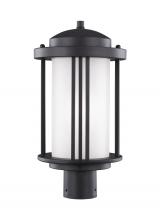 Generation Lighting Seagull 8247901-12 - Crowell contemporary 1-light outdoor exterior post lantern in black finish with satin etched glass s