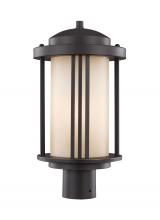 Generation Lighting Seagull 8247901-71 - Crowell contemporary 1-light outdoor exterior post lantern in antique bronze finish with creme parch