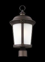 Generation Lighting Seagull 8250701-71 - Calder traditional 1-light outdoor exterior post lantern in antique bronze finish with satin etched