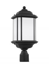 Generation Lighting Seagull 82529-12 - Kent traditional 1-light outdoor exterior post lantern in black finish with satin etched glass panel