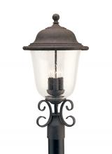 Generation Lighting Seagull 8259-46 - Trafalgar traditional 3-light outdoor exterior post lantern in oxidized bronze finish with clear see