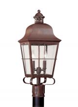 Generation Lighting Seagull 8262-44 - Chatham traditional 2-light outdoor exterior post lantern in weathered copper finish with clear seed