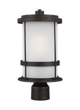 Generation Lighting Seagull 8290901-71 - Wilburn modern 1-light outdoor exterior post lantern in antique bronze finish with satin etched glas