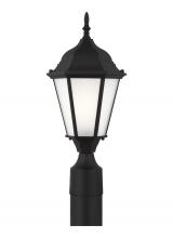Generation Lighting Seagull 82941-12 - Bakersville traditional 1-light outdoor exterior post lantern in black finish with satin etched glas