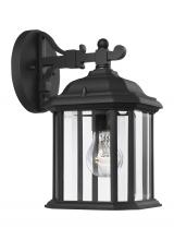 Generation Lighting Seagull 84029-12 - Kent traditional 1-light outdoor exterior small wall lantern sconce in black finish with clear bevel