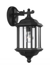 Generation Lighting Seagull 84030-12 - Kent traditional 1-light outdoor exterior medium wall lantern sconce in black finish with clear beve