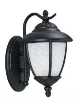Generation Lighting Seagull 84049-185 - Yorktown transitional 1-light outdoor exterior wall lantern sconce in forged iron finish with swirle