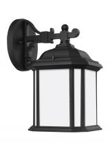 Generation Lighting Seagull 84529-12 - Kent traditional 1-light outdoor exterior small wall lantern sconce in black finish with satin etche