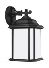 Generation Lighting Seagull 84531-12 - Kent traditional 1-light outdoor exterior large wall lantern sconce in black finish with satin etche