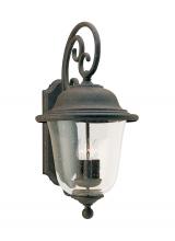 Generation Lighting Seagull 8461-46 - Trafalgar traditional 3-light outdoor exterior wall lantern sconce in oxidized bronze finish with cl